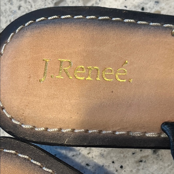 J.Renee Black Sandals with Teal and Green Embellishments - Picture 2 of 8